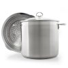 Kookgerei Chantal De Sets, Inductie 21 | Inductie 21 Stalen Soeppan Met Deksel (12 Qt.) En Stoompan/Pasta-Inzet